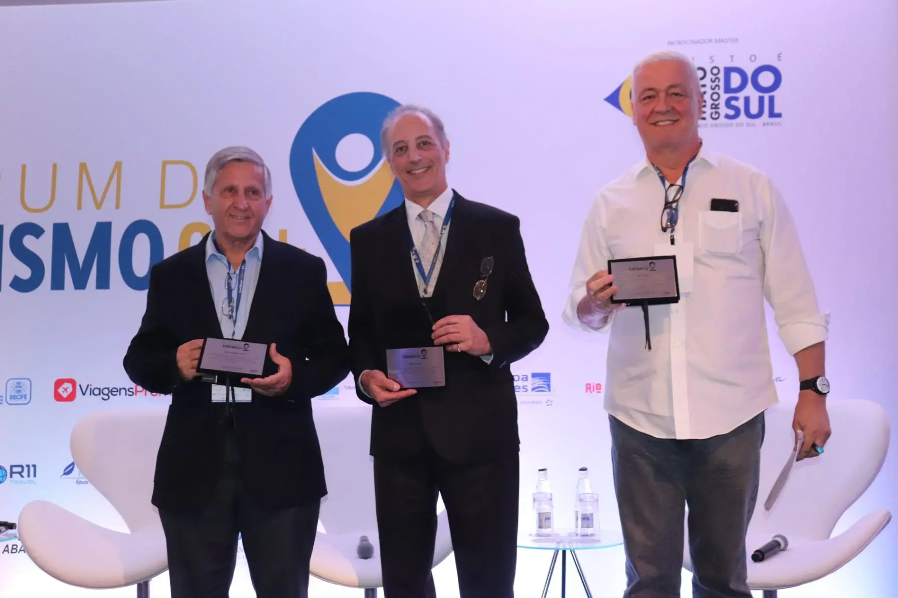 José Fernandes (Hotéis Fazenda Rede dos Sonhos),  Fábio Nogueira (Observatório da Longevidade) e Irineu Ramos (mediador do Fórum 60+) - Foto: Nadine Alves