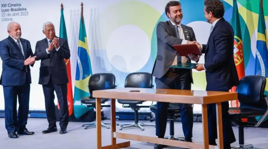 Freixo, Lula e primeiro ministro de Portugal - acordo de Turismo