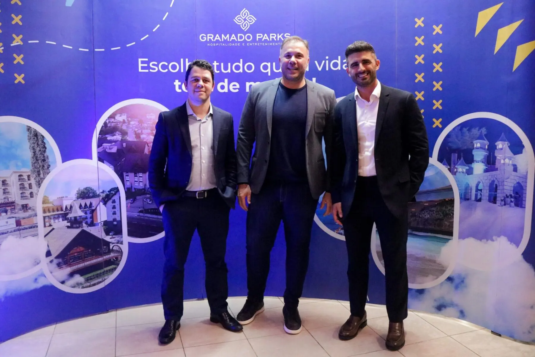 Ronaldo Beber, Anderson Caliari e Ronaldo Fagundes, da Gramado Parks. Foto: Eduarda Roldo
