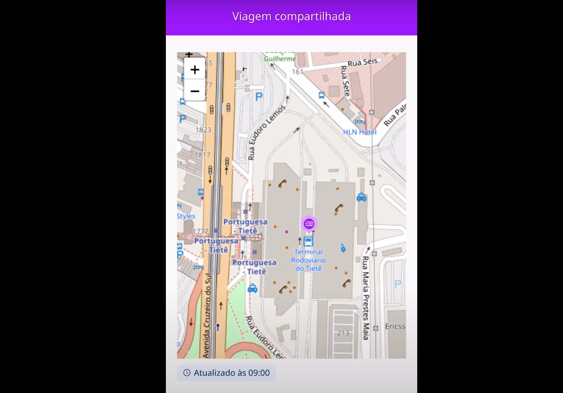 Reprodução de compartilhamento de viagem da ClickBus ClickBus