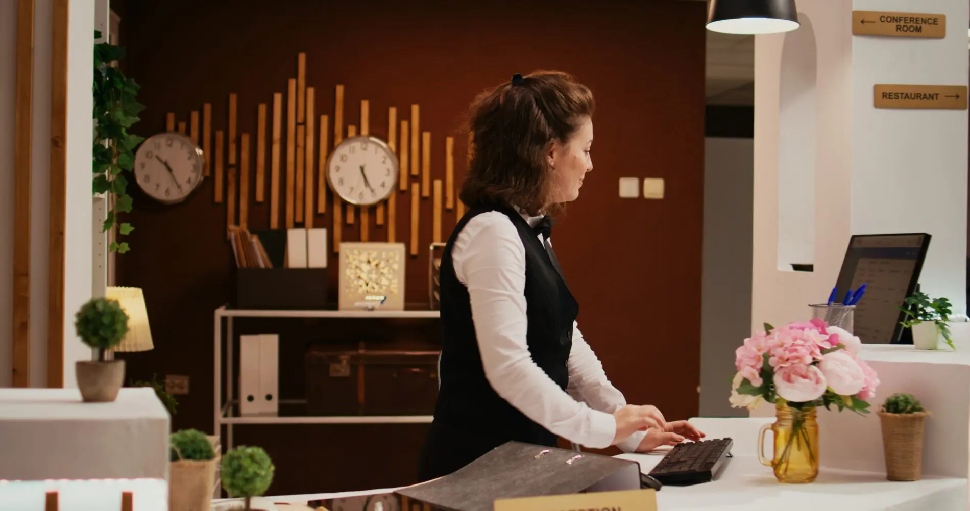 Diverse staff team helping old woman mulheres liderança