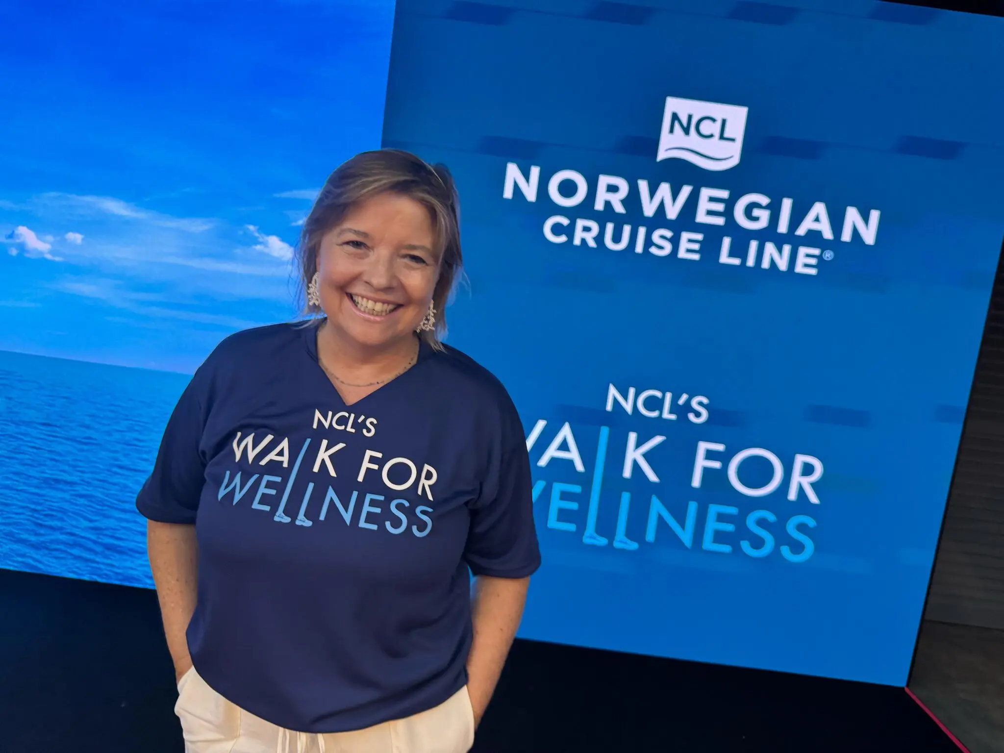 Estela Farina, diretora geral da Norwegian Cruise Line, prevê sucesso na primeira edição do Walk for Wellness no Brasil (Foto: Felipe Lima/Brasilturis) Estela Farina, diretora geral da Norwegian Cruise Line, prevê sucesso na primeira edição do Walk for Wellness no Brasil (Foto: Felipe Lima/Brasilturis)