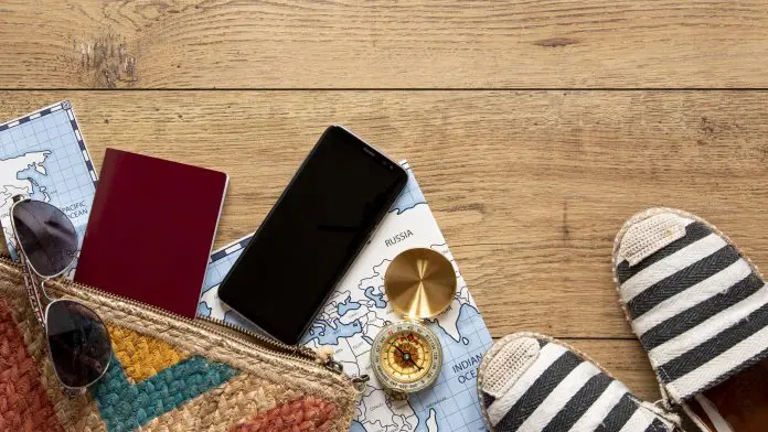 top-view-tourism-elements-assortment