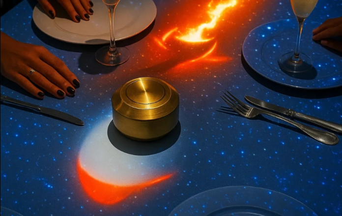 Em uma sala toda projetada, o jantar se torna parte de um storytelling envolvente e descontraído. Crédito: Reprodução/Instagram