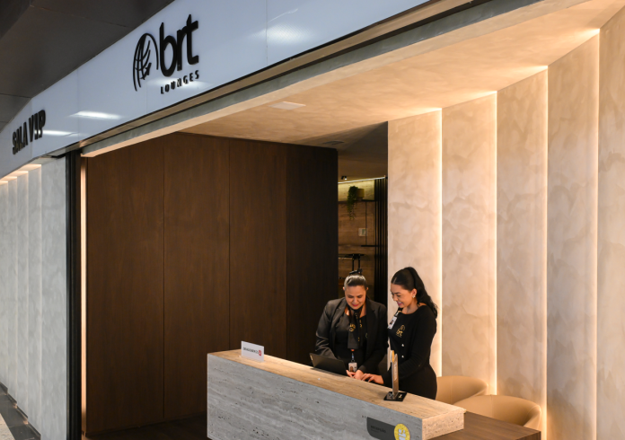 Fachada da BRT Lounge Confins. Créditos: Divulgação/BRT Lounges Fachada da sala vip BRT Lounge Confins. Créditos: Divulgação/BRT Lounges
