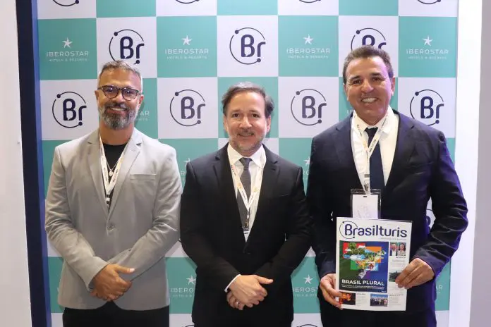 Sanclair Medeiros, secretário de Turismo de Natal (RN); Edmar Gadelha, presidente da ABIH-RN e deputado estadual Luiz Eduardo. Crédito: Kamilla Alves/Brasilturis