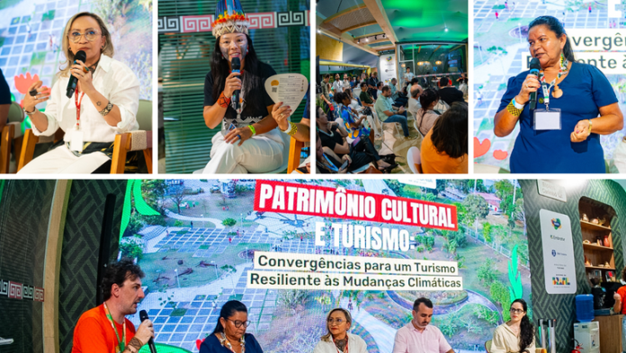 Painel no espaço Conheça o Brasil reúne lideranças e especialistas para discutir cultura, turismo e adaptação climática na COP30. Crédito: Henrique Huff/MTur Painel no espaço Conheça o Brasil reúne lideranças e especialistas para discutir cultura, turismo e adaptação climática na COP30. Crédito: Henrique Huff/MTur