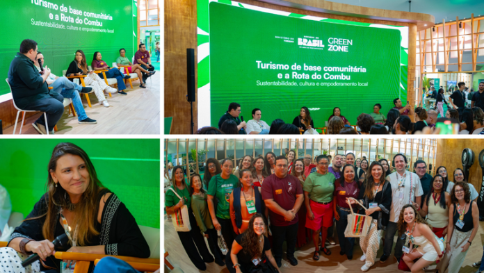 Painel na COP30 reúne lideranças ribeirinhas e autoridades para debater o futuro sustentável da Ilha do Combu. Crédito: Henrique Huff/MTur