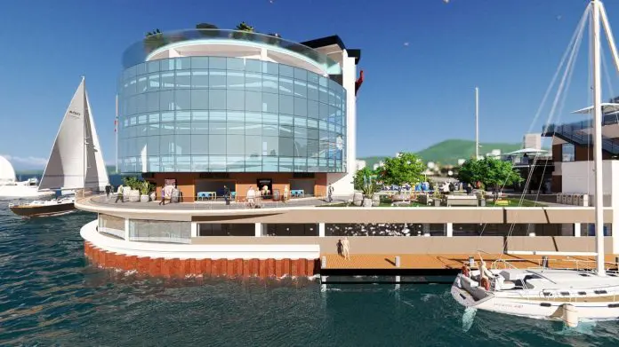 Região do Rio Perequê, em Itapema, que receberá o Hard Rock flutuante e o arranha-céu inspirado em iate. Crédito: Divulgação/Gessele Empreendimentos