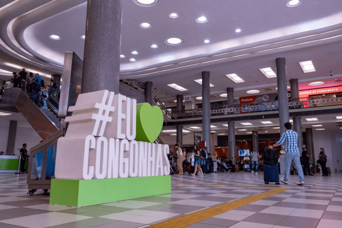 Área de circulação do Aeroporto de Congonhas receberá a primeira unidade do Carrefour Express no terminal a partir de 2026. Crédito: Divulgação Área de circulação do Aeroporto de Congonhas receberá a primeira unidade do Carrefour Express no terminal a partir de 2026. Crédito: Divulgação