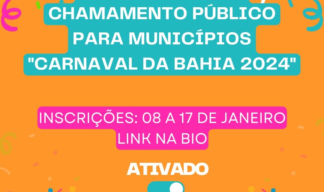 Governo lança chamamento público para o Carnaval da Bahia
