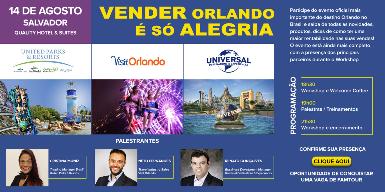 Aviareps promove evento “Vender Orlando é só alegria”, em Salvador