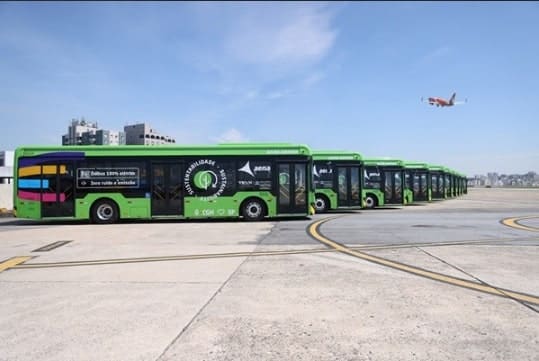 Congonhas recebe primeira frota de ônibus elétricos para aeroportos