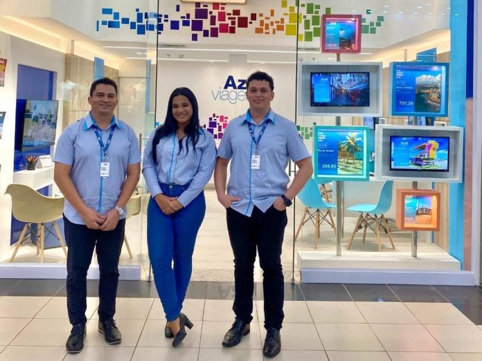 os sócios Marcos Andrade e Madson Andrade e a agente de vendas Amanda Nojosa_fotoDivulgacao azul viagens