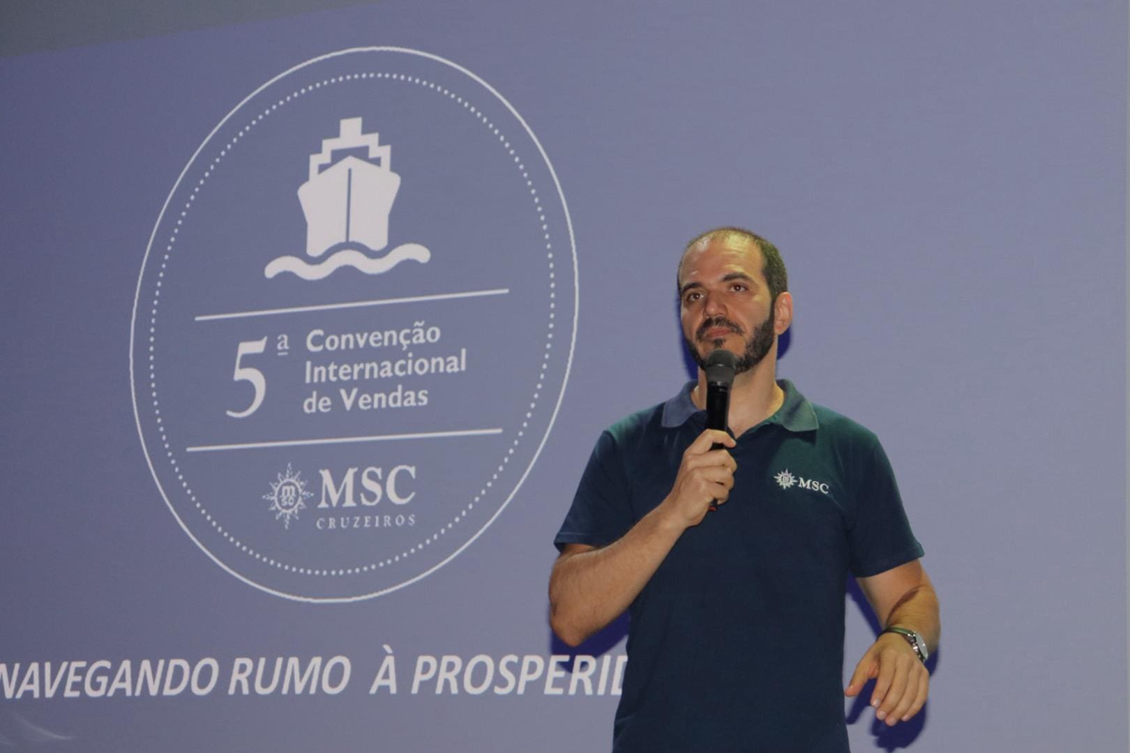 Rafael Grosso, gerente comercial da MSC, durante a 5ª Convenção Internacional de Vendas da MSC. Crédito: Felipe Lima/Brasilturis