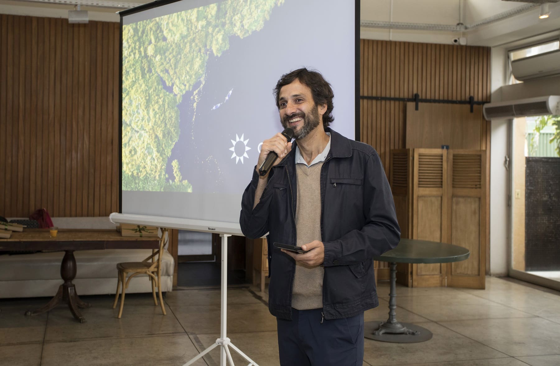 Guilherme Padilha, CEO da Auroraeco. Crédito: Grupo de premiados da Auroraeco após café da manhã na capital paulista. Crédito: André Conti