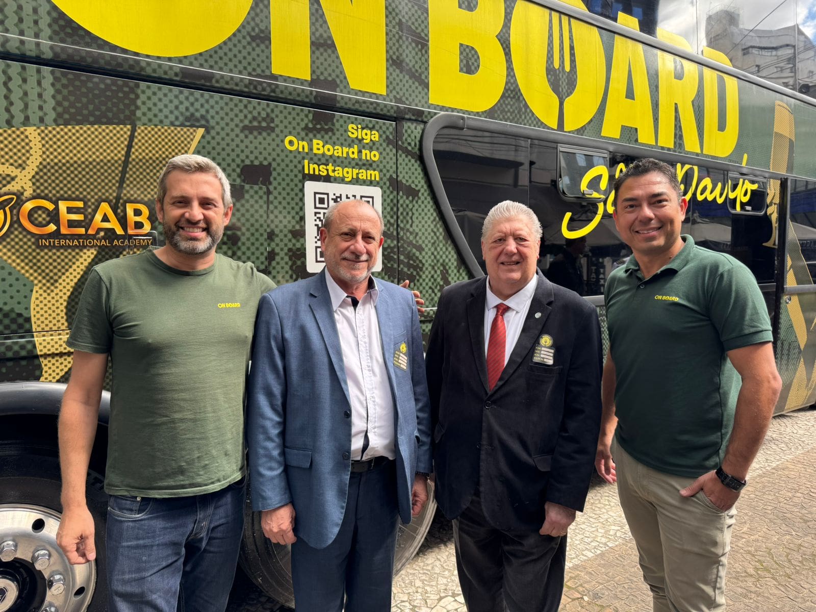 Andre Berti (On Board Bus), Toni Sando (SPCVB), Fernando Guinato (SPCVB) e Rafael Sampaio (On Board Bus)