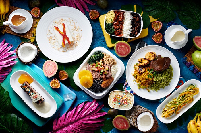 Emirates celebra Carnaval com menu temático em voos entre Brasil e Dubai
