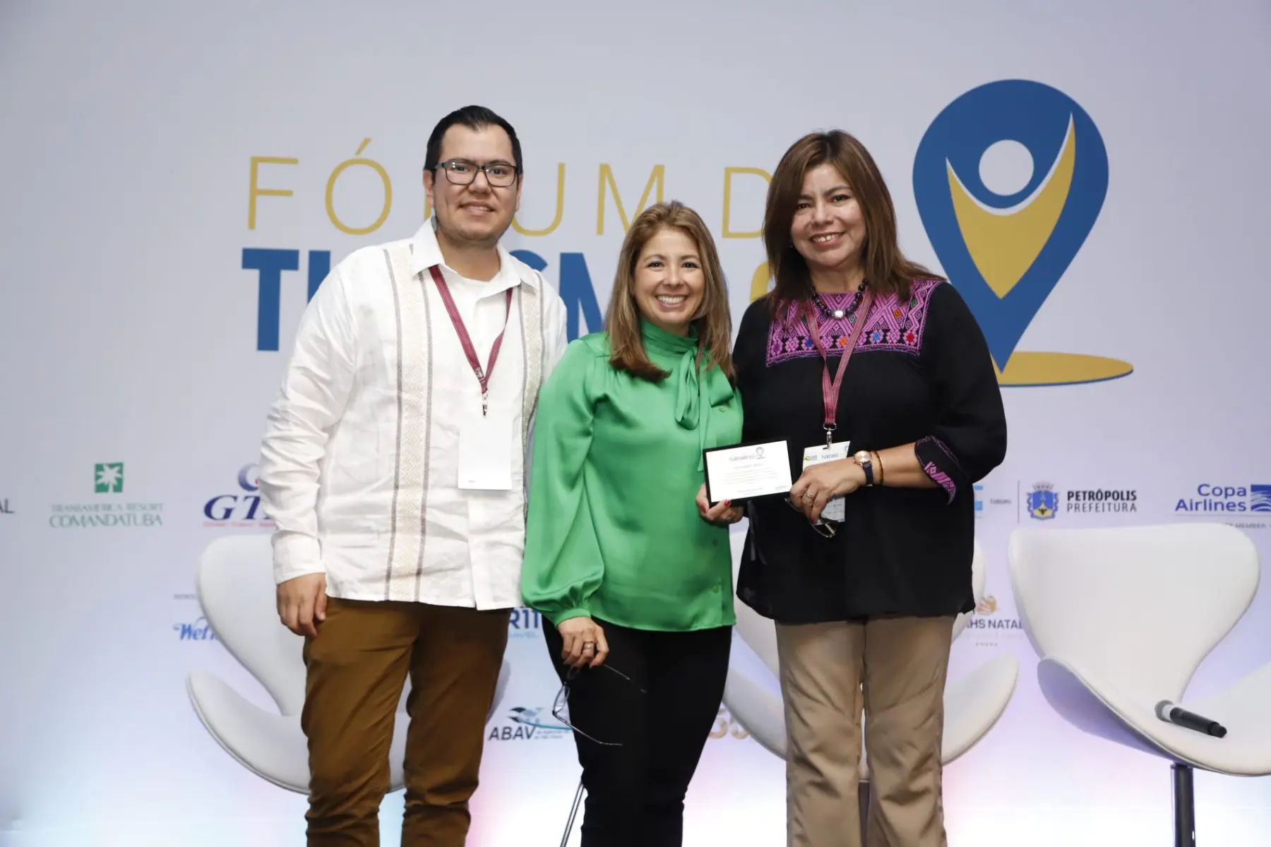 Gabriel Lopez (Xcaret), Ana Carolina Melo (Fórum 60+) e Diana Pomar (Xcaret) Xcaret