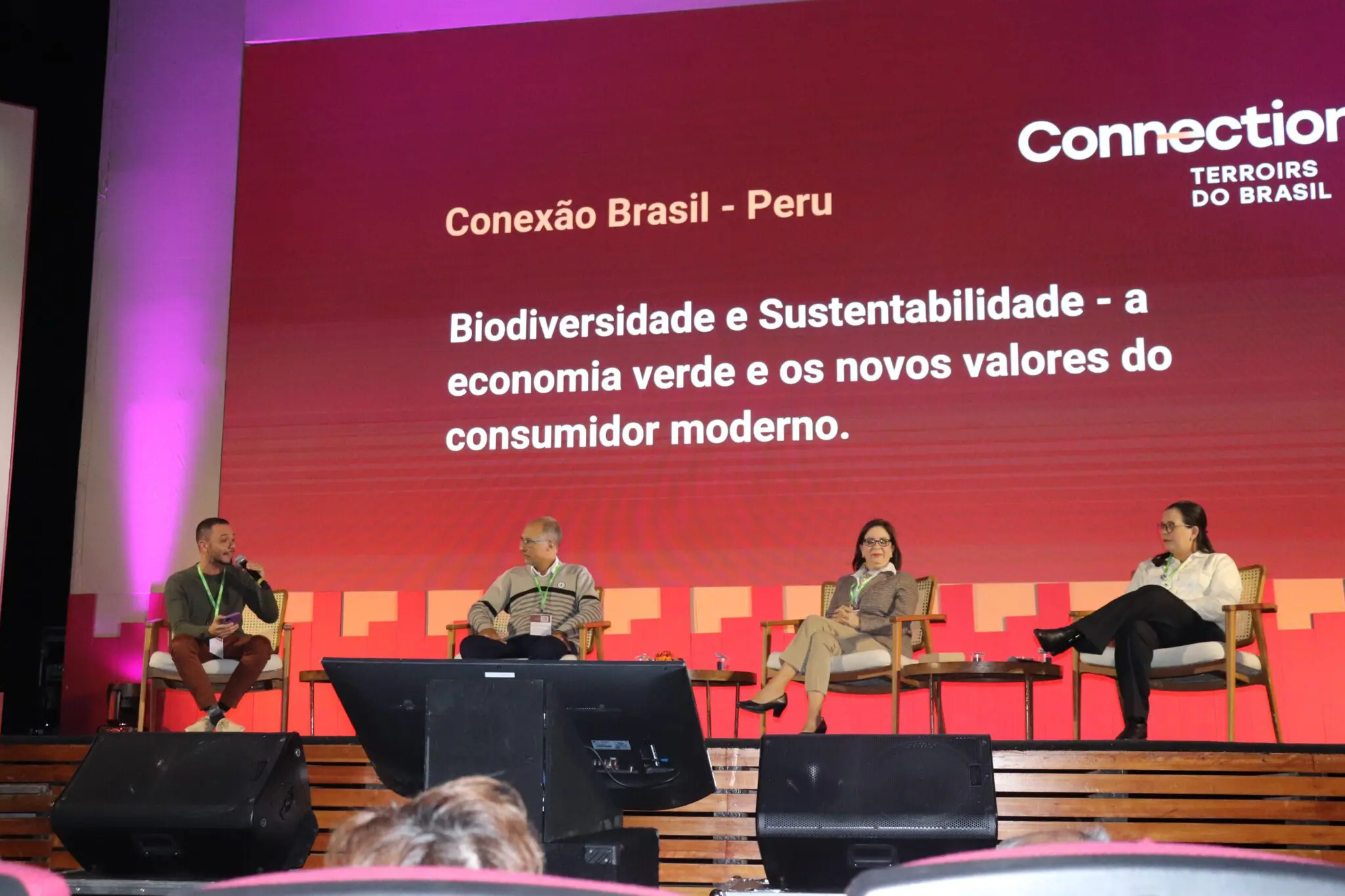 Alan David Claumann, Luca D'ambrod, Maria Del Carmen Reparaz e Gabriela Gouvêa Moura, no Conexão Brasil do Connection Experience. Foto: Caroline de Oliveira