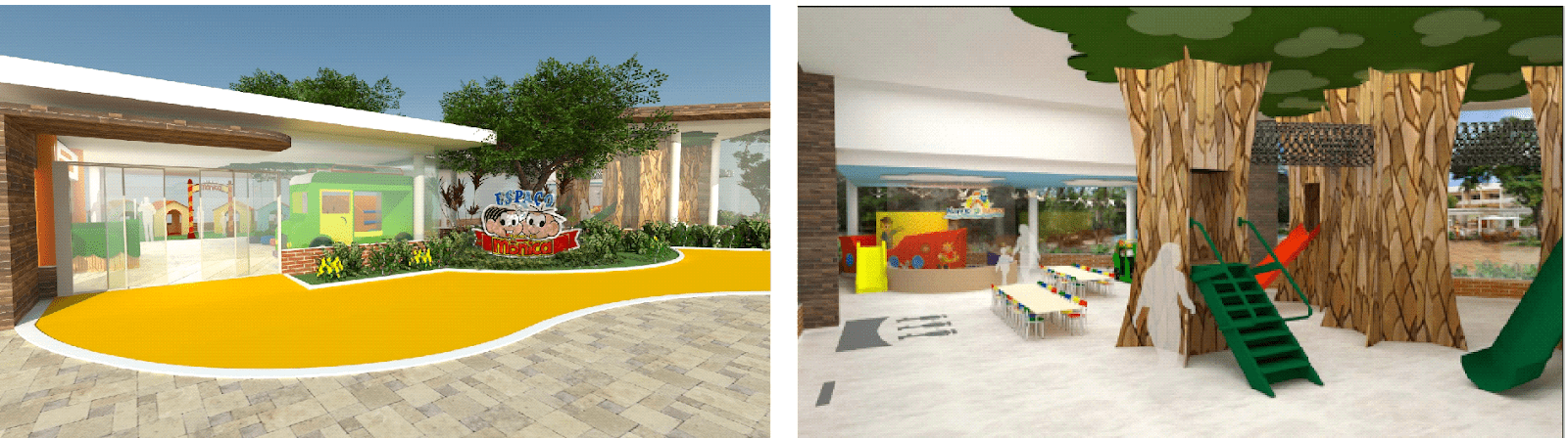 Nova área da Turma da Mônica terá 400m² e visibilidade total para os pais por meio de uma estrutura de vidro. Foto: Divulgação(25) Bourbon Cataratas