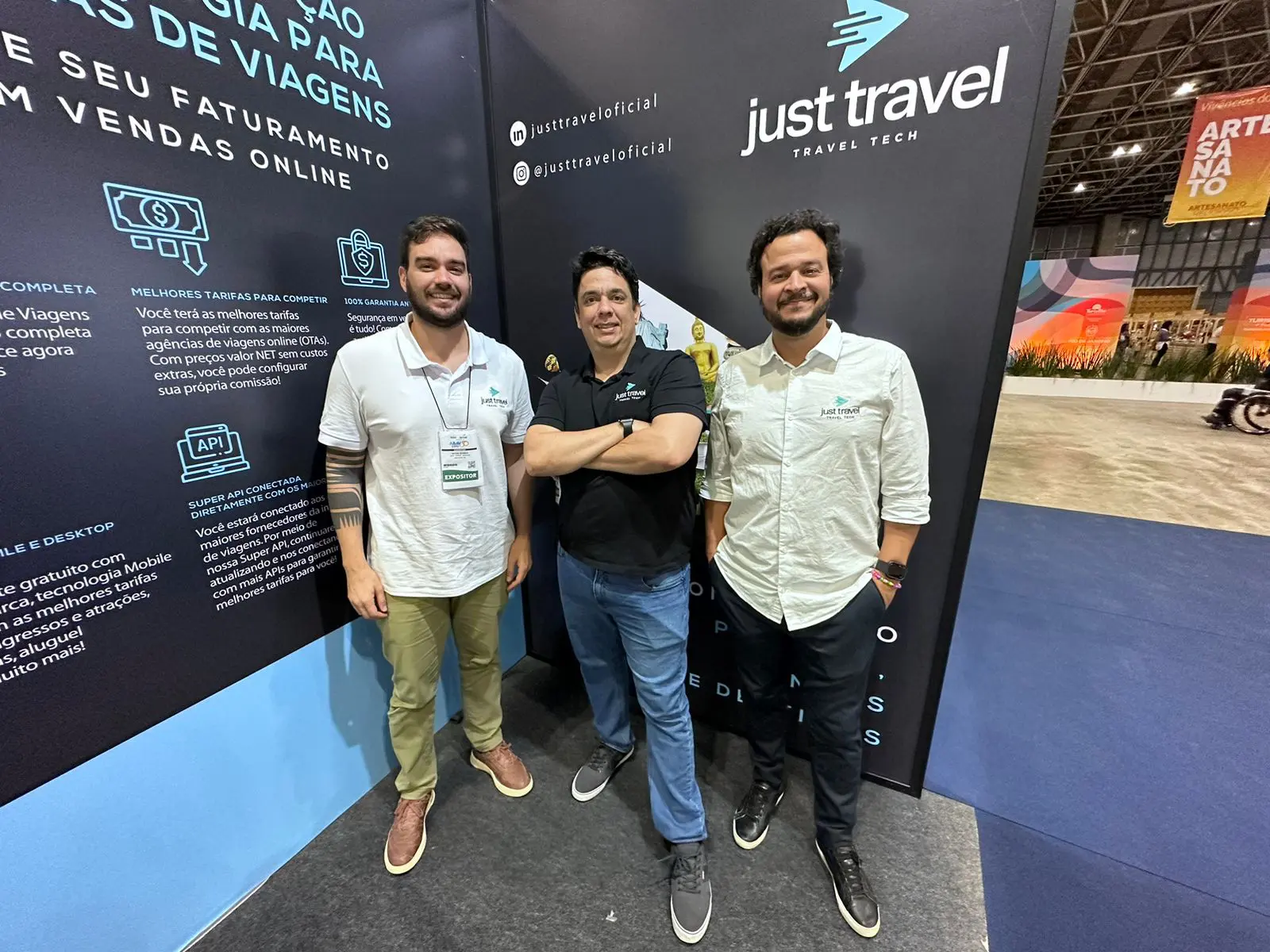 Victor Berman, Head Comercial, Diego Rydz, CMO e João Nou, CEO. Just Travel