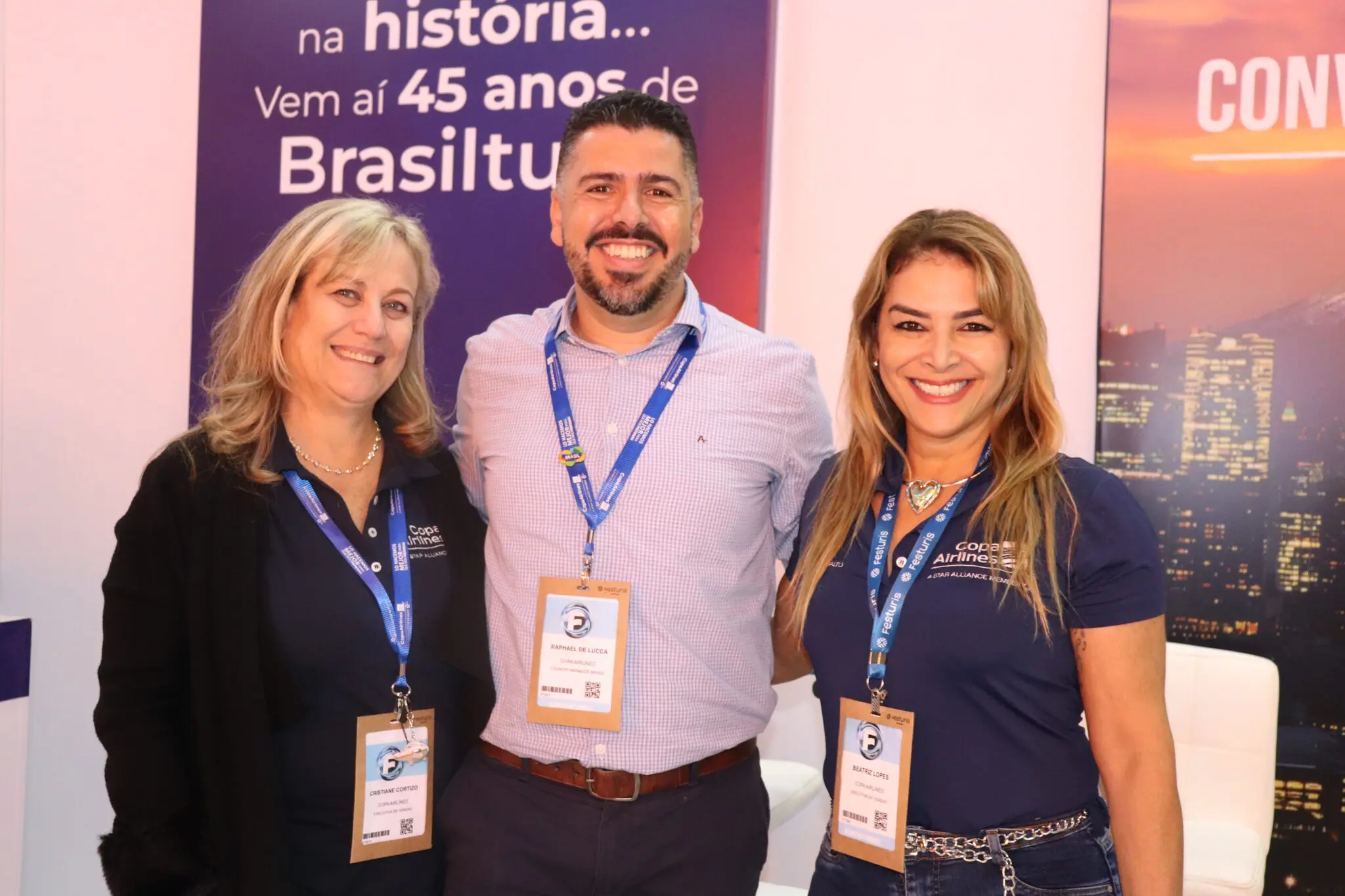 Cristiane Cortizo, Raphael de Lucca e Beatriz Lopes (todos d Copa Airlines)