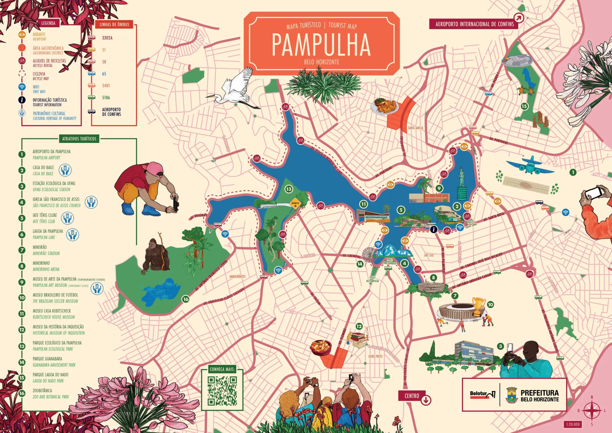 Mapa ilustrado da região da Pampulha Foto: Divulgação mapa pampulha belo horizonte