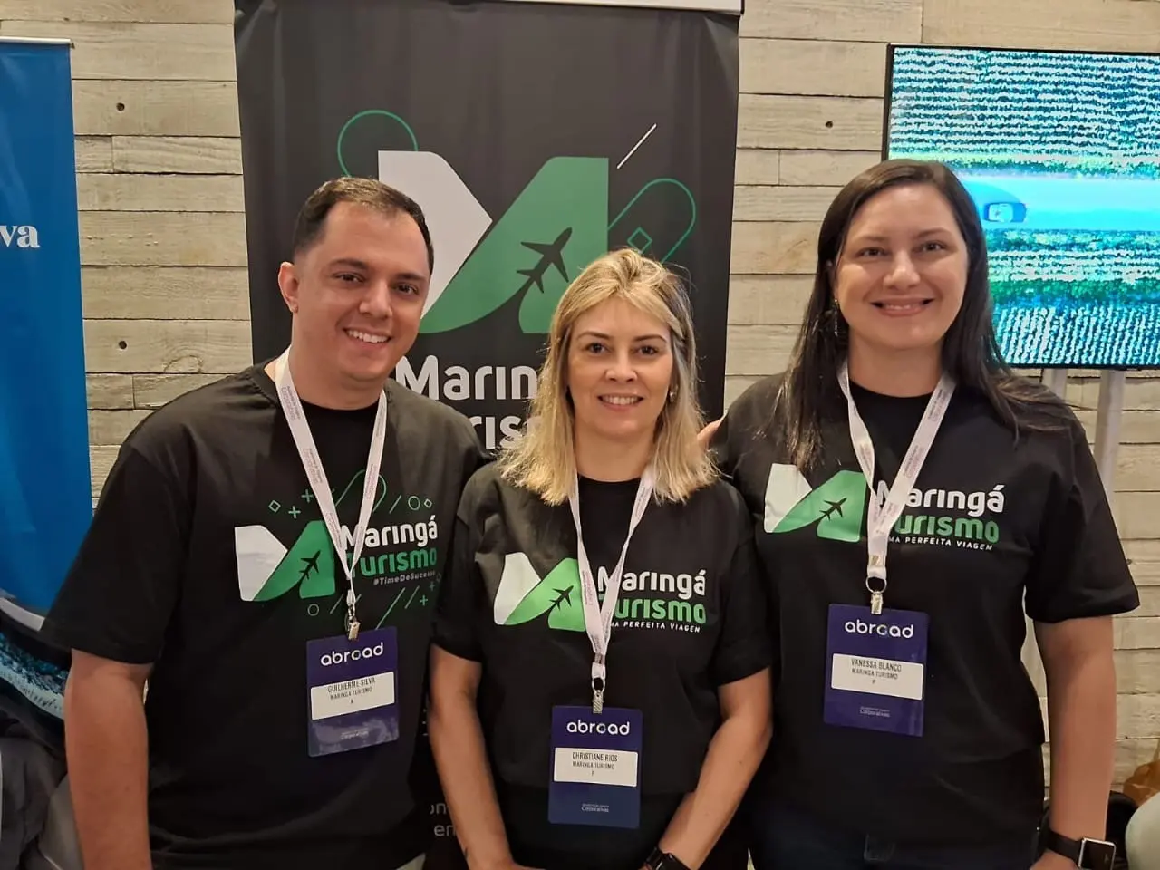 Guilherme Silva- Christiane Rios- Vanessa Blanco Guilherme Silva, Christiane Rios e Vanessa Blanco, da Maringá Turismo (Foto: Divulgação)