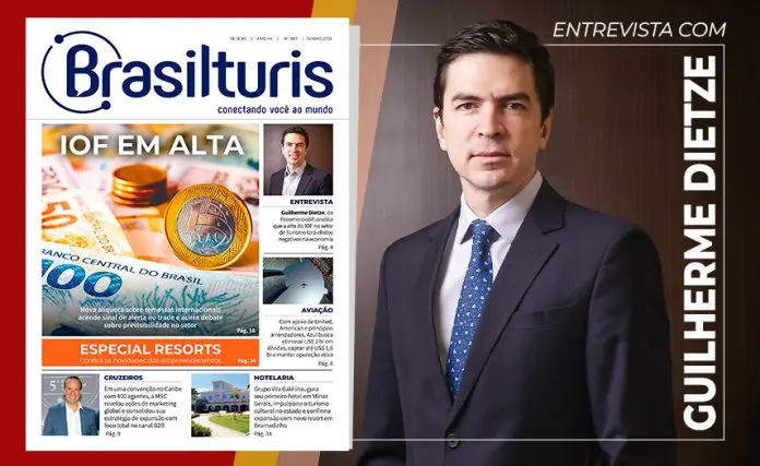Matéria de capa da edição de junho do Brasilturis Jornal antecipou os efeitos do aumento do IOF no setor de turismo e viagens corporativas Crédito: Reprodução/Brasilturis Matéria de capa da edição de junho do Brasilturis Jornal antecipou os efeitos do aumento do IOF no setor de turismo e viagens corporativas Crédito: Reprodução/Brasilturis