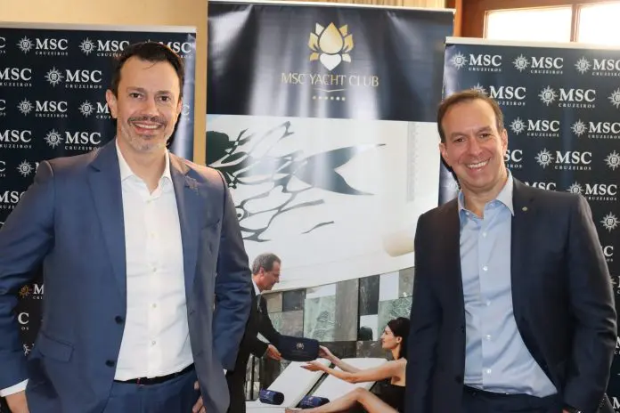 Eduardo Simões, diretor de Marketing da MSC, e Adrian Ursilli, diretor geral da MSC no Brasil. Crédito: Felipe Lima/Brasilturis