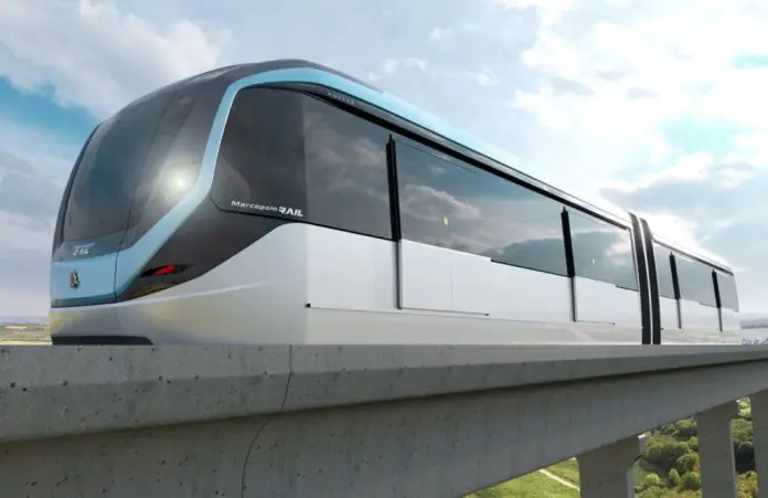 People Mover ligará a Linha 13-Jade aos três terminais do Aeroporto de Guarulhos a partir de 2026. Crédito: Marcopolo Rail People Mover ligará a Linha 13-Jade aos três terminais do Aeroporto de Guarulhos a partir de 2026. Crédito: Marcopolo Rail
