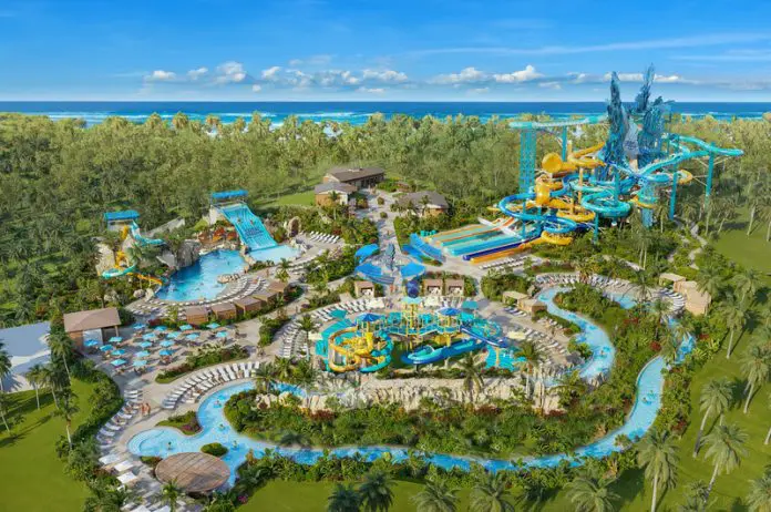 Nova área de piscina e lazer integra a transformação de Great Stirrup Cay, ilha privativa da NCL nas Bahamas. Crédito: Divulgação/NCL