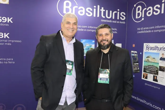Luis Borges e Celso Bellegarde, da Tour Hub. Crédito: Felipe Lima/Brasilturis
