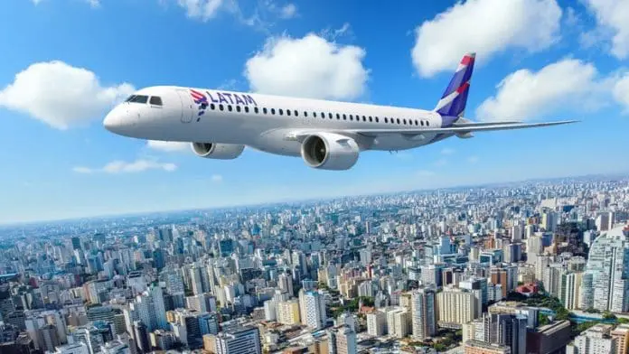 Latam aposta no Embraer E2 para expandir rotas no Brasil. Crédito: DIvulgação/Latam