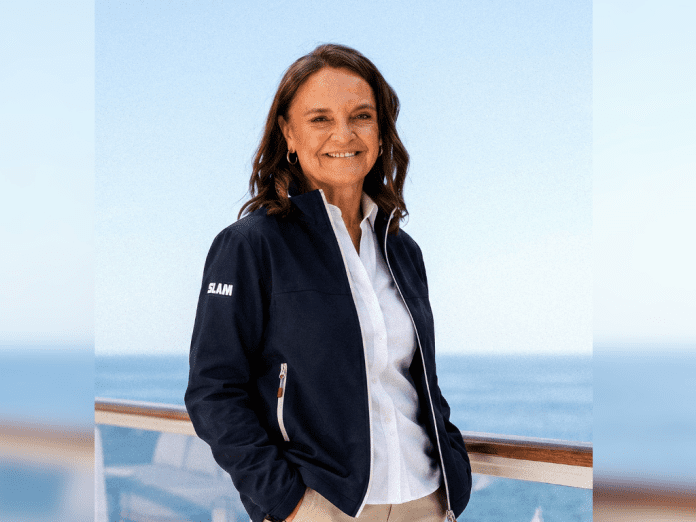 Cristina Ozores será a madrinha do EXPLORA III, novo navio da Explora Journeys movido a gás natural liquefeito. Crédito: Divulgação/Explora Journeys