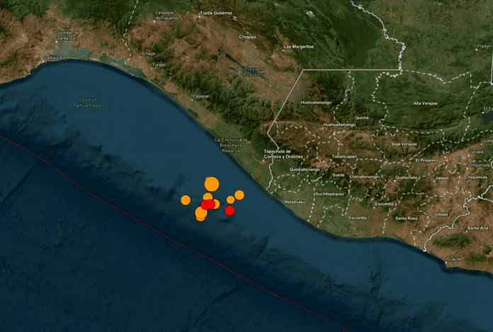 erremoto de magnitude 7,3 atingiu a costa de Chiapas e levou autoridades a emitirem alerta de tsunami para parte do Pacífico. Crédito: Reprodução/USGS