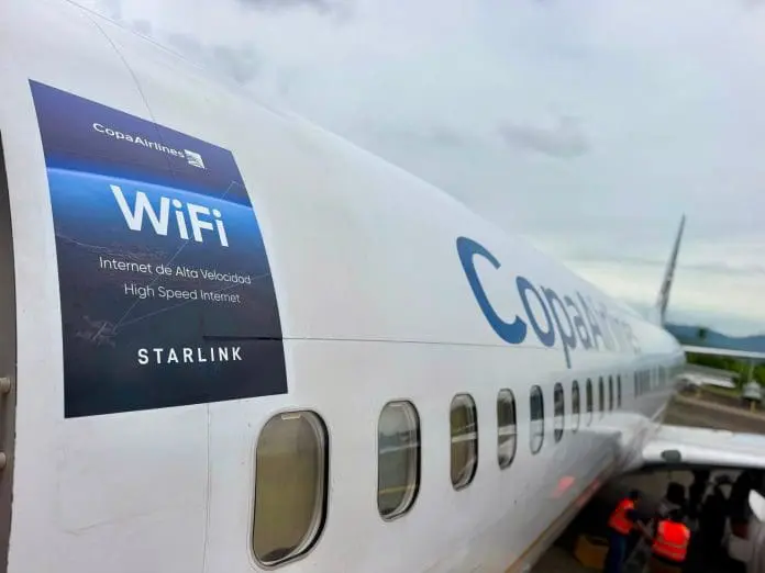 Copa Airlines estreia Starlink a bordo e prevê equipar toda a frota até 2027 com internet de alta velocidade.