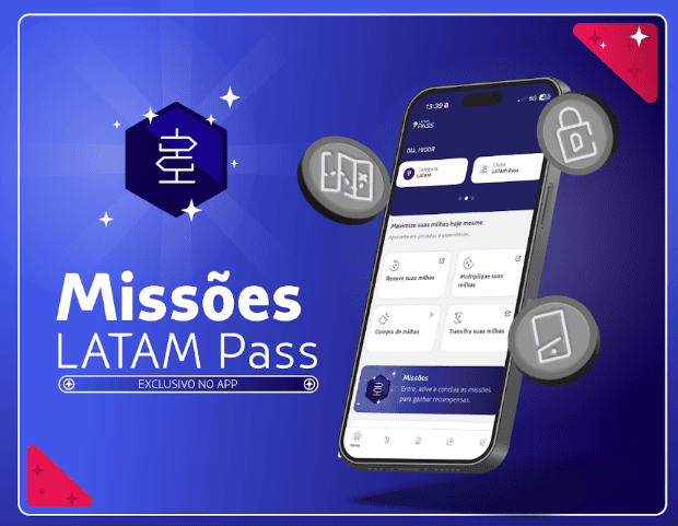 Nova funcionalidade do LATAM Pass permite acumular milhas por meio de desafios concluídos no aplicativo. Crédito: Divulgação/Latam Airlines