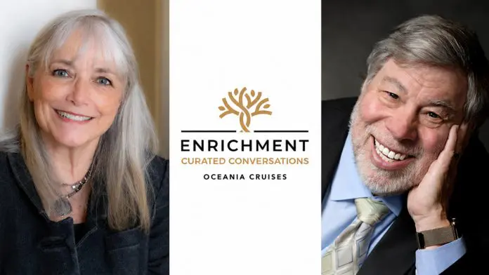 Steve Wozniak e Karen Allen estão entre os primeiros convidados do Curated Conversations, novo programa da Oceania Cruises. Crédito: Divulgação/Oceania Cruises Steve Wozniak e Karen Allen estão entre os primeiros convidados do Curated Conversations, novo programa da Oceania Cruises. Crédito: Divulgação/Oceania Cruises