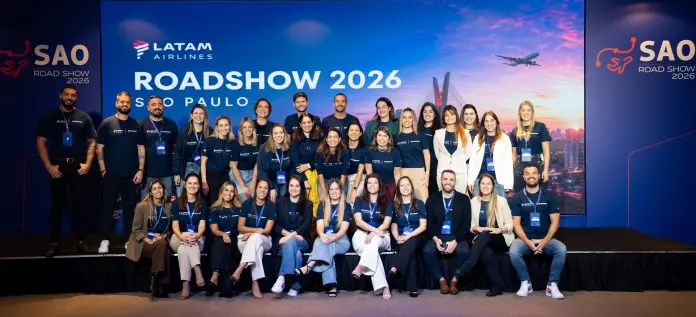 Road Show da Latam reuniu mais de 150 profissionais em São Paulo para apresentar a expansão regional com os novos Embraer E195-E2. Crédito: Divulgação/Latam