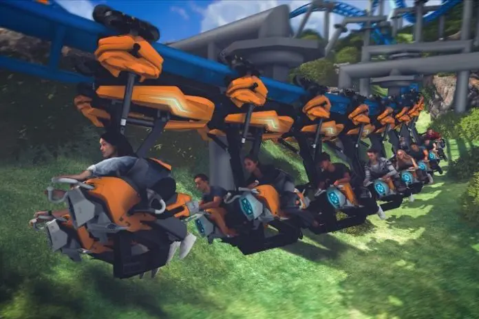 Nova atração terá 20 elementos, cinco inversões, 12 momentos de airtime e múltiplos lançamentos ao longo do trajeto. Crédito: Divulgação/Six Flags