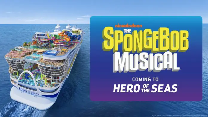 Hero of the Seas terá a primeira versão em alto-mar de The SpongeBob Musical a partir de agosto de 2027 Crédito: Divulgação/Royal Caribbean Hero of the Seas terá a primeira versão em alto-mar de The SpongeBob Musical a partir de agosto de 2027 Crédito: Divulgação/Royal Caribbean