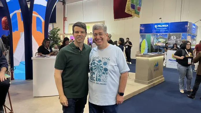 Eduardo Lacerda Tiburtius e Otaviano Maroja assumem, respectivamente, as presidências do Porto de Galinhas Convention & Visitors Bureau e da Associação dos Hotéis de Porto de Galinhas Crédito: Divulgação/Porto de Galinhas CVB