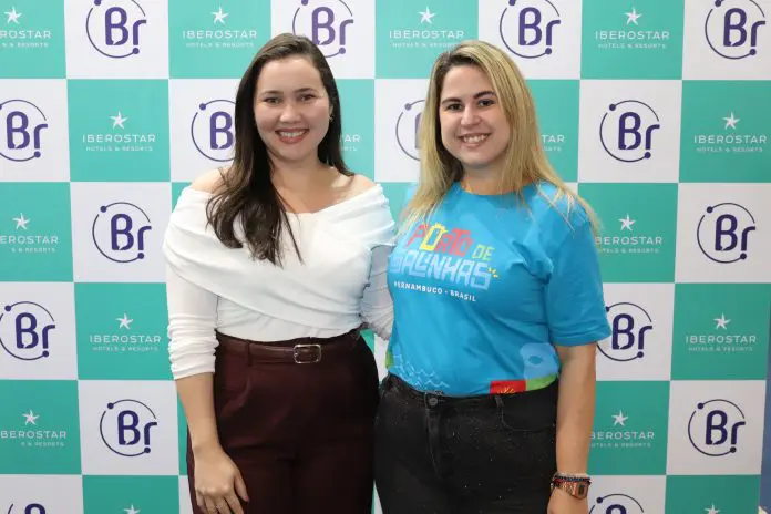 Hellen Lopes (Recife CVB) e Ana Luiza Accioly (Porto de Galinhas CVB), apresentaram o Une PE, nova união de CVBs de Pernambuco.