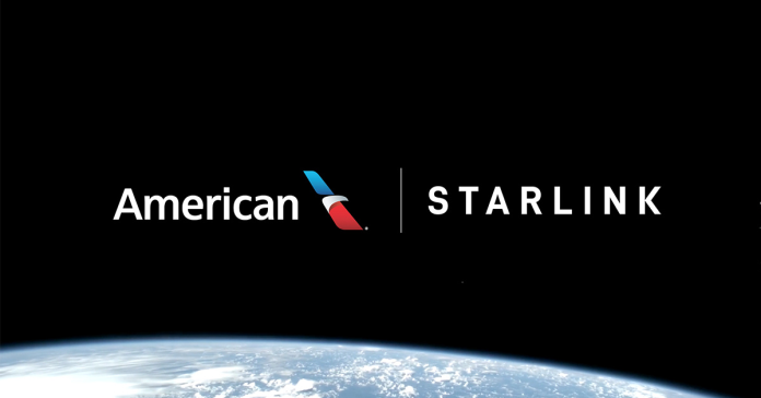 American Airlines planeja instalar internet via satélite Starlink em mais de mil aeronaves Airbus e Boeing a partir de 2027 Crédito: Divulgação/American Airlines