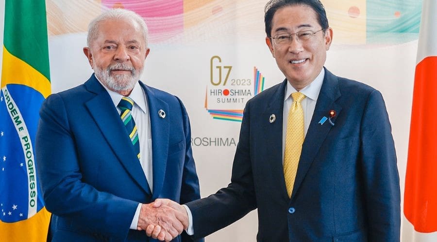 Luiz Inácio Lula da Silva, presidente da República, durante encontro com Fumio Kishida, primeiro-ministro do Japão, em maio deste ano, durante a Cúpula do G7. Foto: Ricardo Stuckert/PR