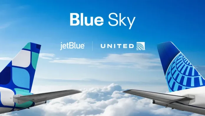 JetBlue e United ampliam benefícios da parceria Blue Sky para passageiros frequentes. Crédito: Divulgação / United Airlines