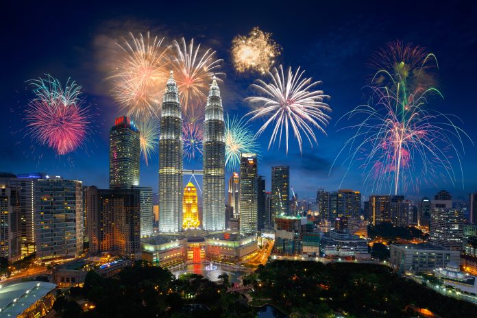 Firework,Over,Kuala,Lumpur,City,,Malaysia,Skyline
