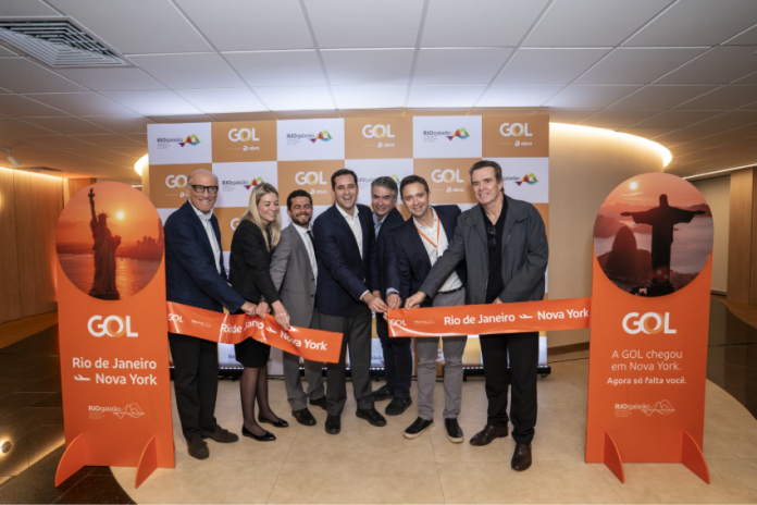 Gol inicia operação direta entre Rio de Janeiro e Nova York e estreia a nova classe Business Insignia. Crédito: Divulgação/Gol